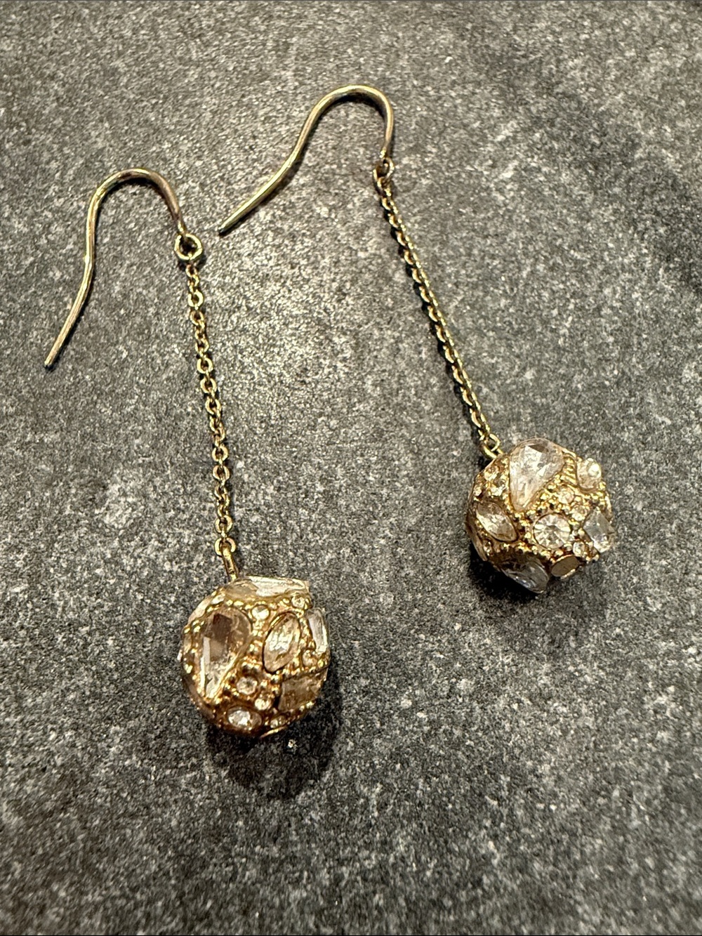 Gold Drop Dangle Earrings with Crystal Accents